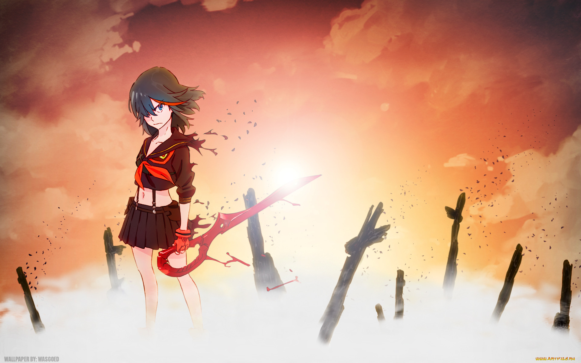 Обои Аниме Kill la Kill, обои для рабочего стола, фотографии аниме, kill,  la, ryuuko, matoi, меч, форма, девочка Обои для рабочего стола, скачать  обои картинки заставки на рабочий стол.